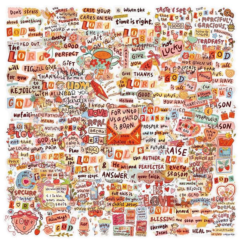 Bộ 50 nhãn dán trích dẫn Kinh Thánh chống nước, decal kinh điển tôn giáo dùng…