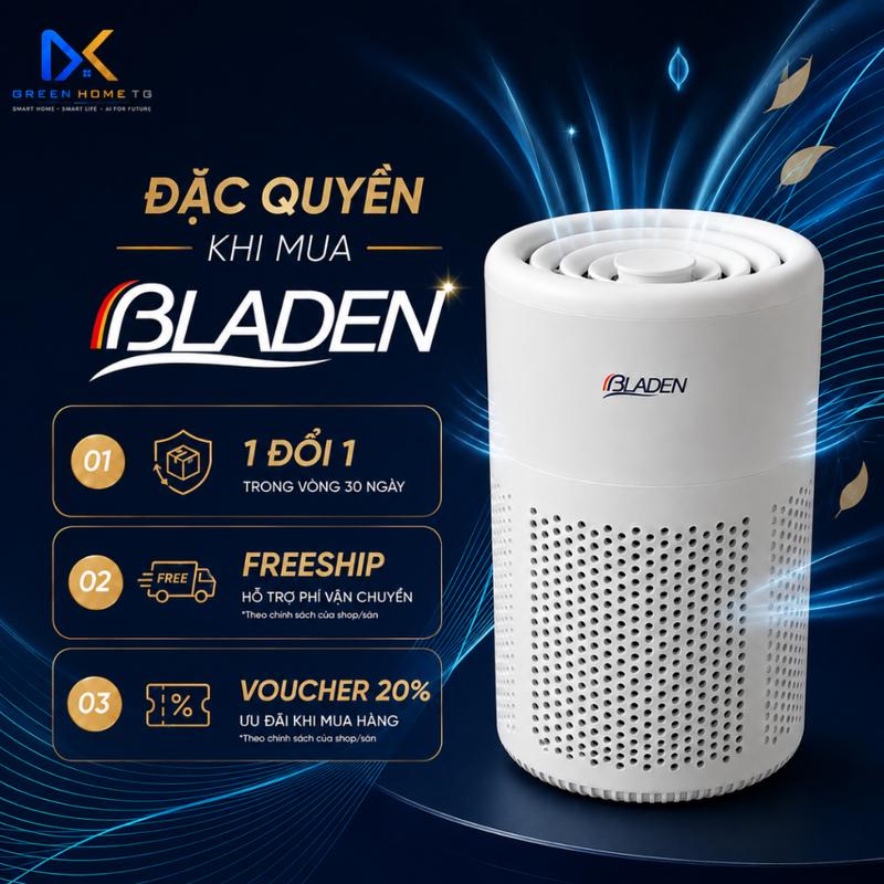 TOP Máy Lọc Không Khí Mini Cao Cấp BLADEN 2in1 Lọc Bụi Mịn, Khử Mùi, Khuếch Tán Tinh Dầu Cho Phòng Nhỏ