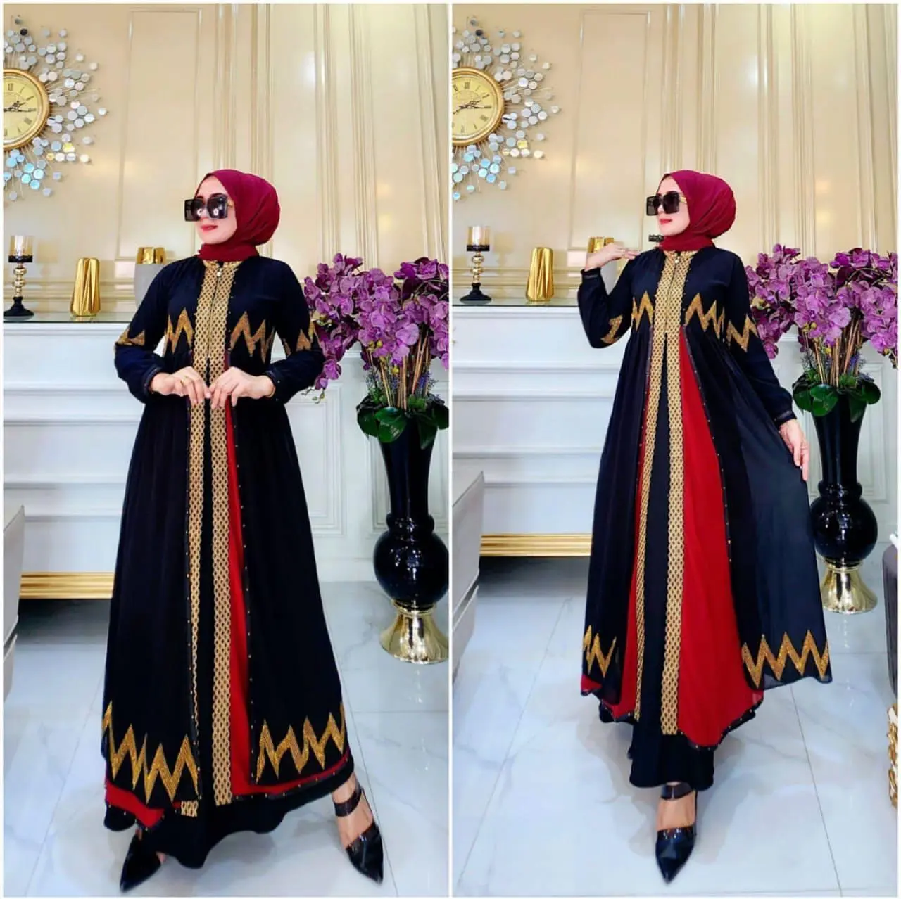 GAMIS ABAYA TURKEY AMANI BUSUI JERSEY MIX CERUTY KOMBINASI MODE TERBARU Bordir Lembut Muslim Turki