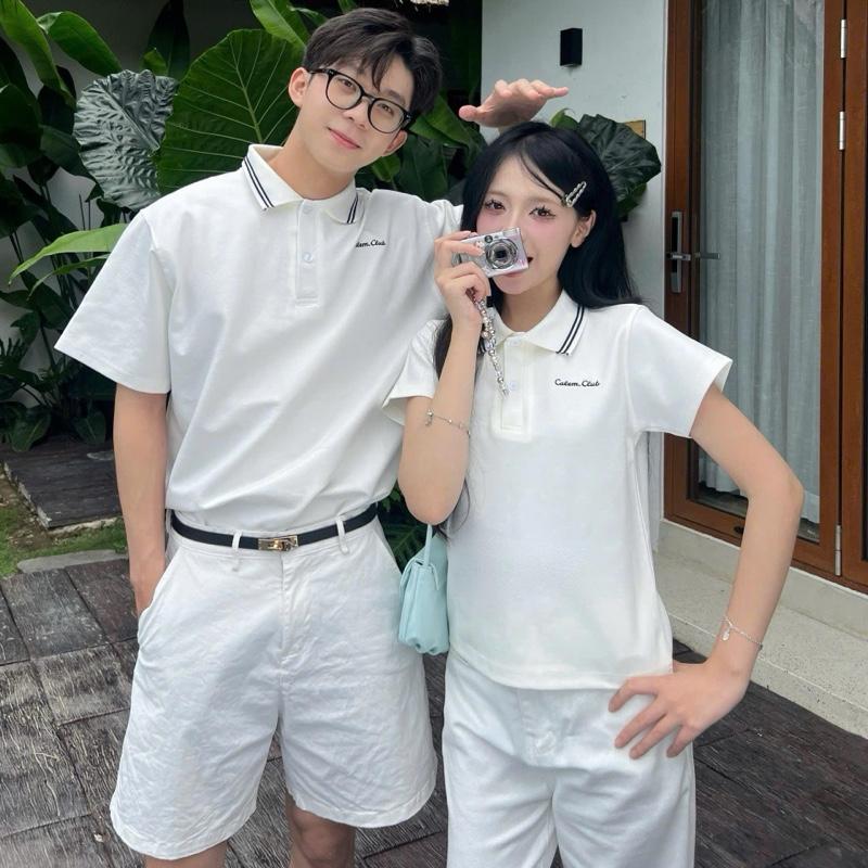 Calem Club - Áo POLO Tennis Core sport vibes vải cotton dày dặn Nam Nữ Ngắn Tay Có Cổ áo polo nữ