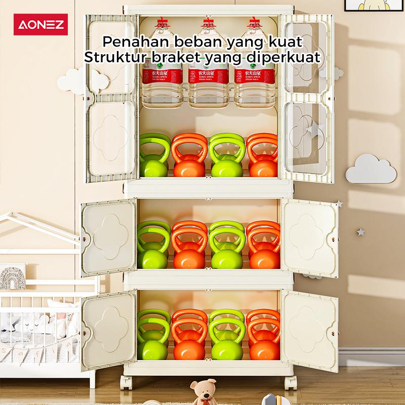 Product Introduction of 【COD 24h Shipping】AONEZ Lemari Plastik Pakaian Kelinci Dapat Dilipat 4&5 Tingkat Laci Susun Storage Cabinet Plastik Rak Susun Penyimpanan Lemari Baju > 25 kg bisa diputar Furniture 4