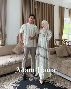 Faraz Label - ADAM HAWA COUPLE SET RAYA Pakaian Muslim Wanita Setelan Pasangan Dress Lebaran Couple Sarimbit Gamis Set Koko Printing Lebaran 2026