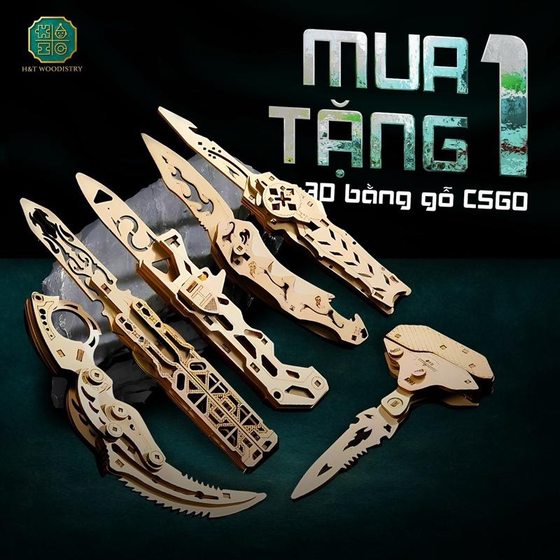 MUA 1 TẶNG 1 | Mô hình lắp ráp CS.GO bằng gỗ - Đồ trang trí, tặng bạn nam, bé trai cực chất