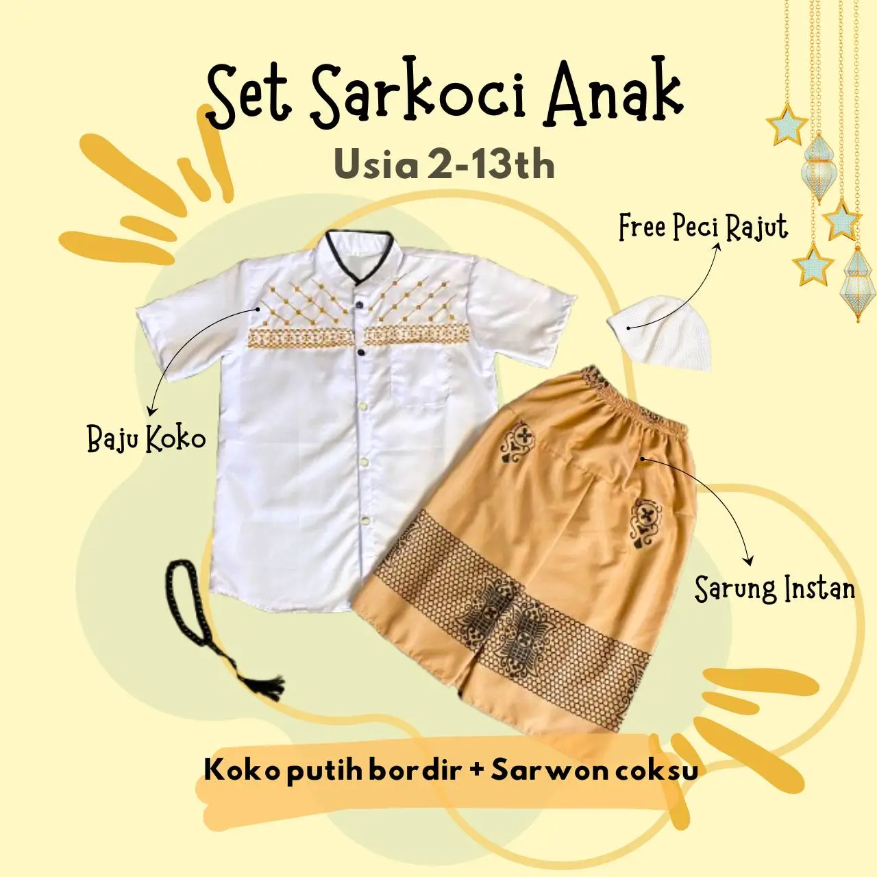 Bordir Putih + Sarwon Coksu + Peci