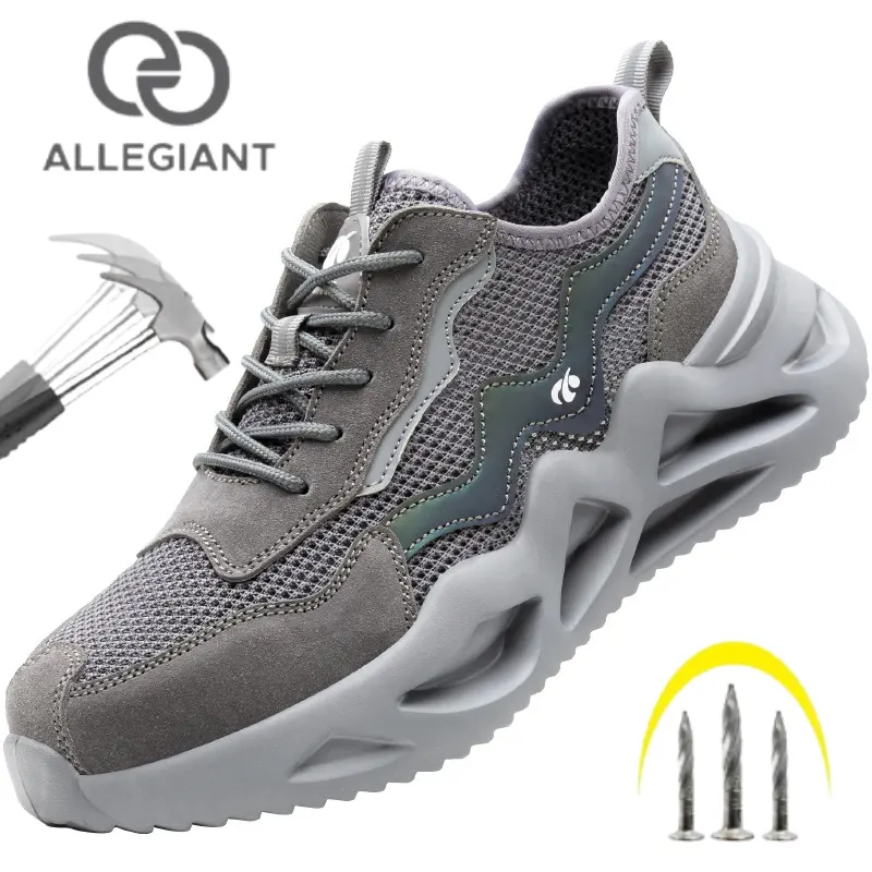Sepatu Safety Pria Model Sport Safety Shoes Bisa Menyala Multifungsi Anti Licin Anti Slip Ringan SI10 Allegiant Indonesia Karet Kerja