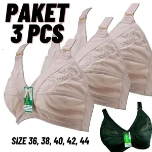 bh terlaris Per 3 Pcs Bh Bra Srikandi Cup Jumbo Tanpa Busa Tanpa Kawat/Bra Lokal Renda Besar/Bra Ibu Ibu Katun
