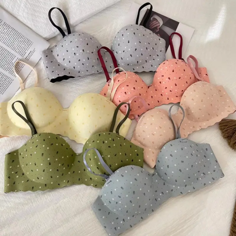 Missoofficial.id BR1932 Bh Bra Wanita Tanpa Kawat Seamless Bralette Elastis Pakaian Dalam Polkadot Busa Tipis 1