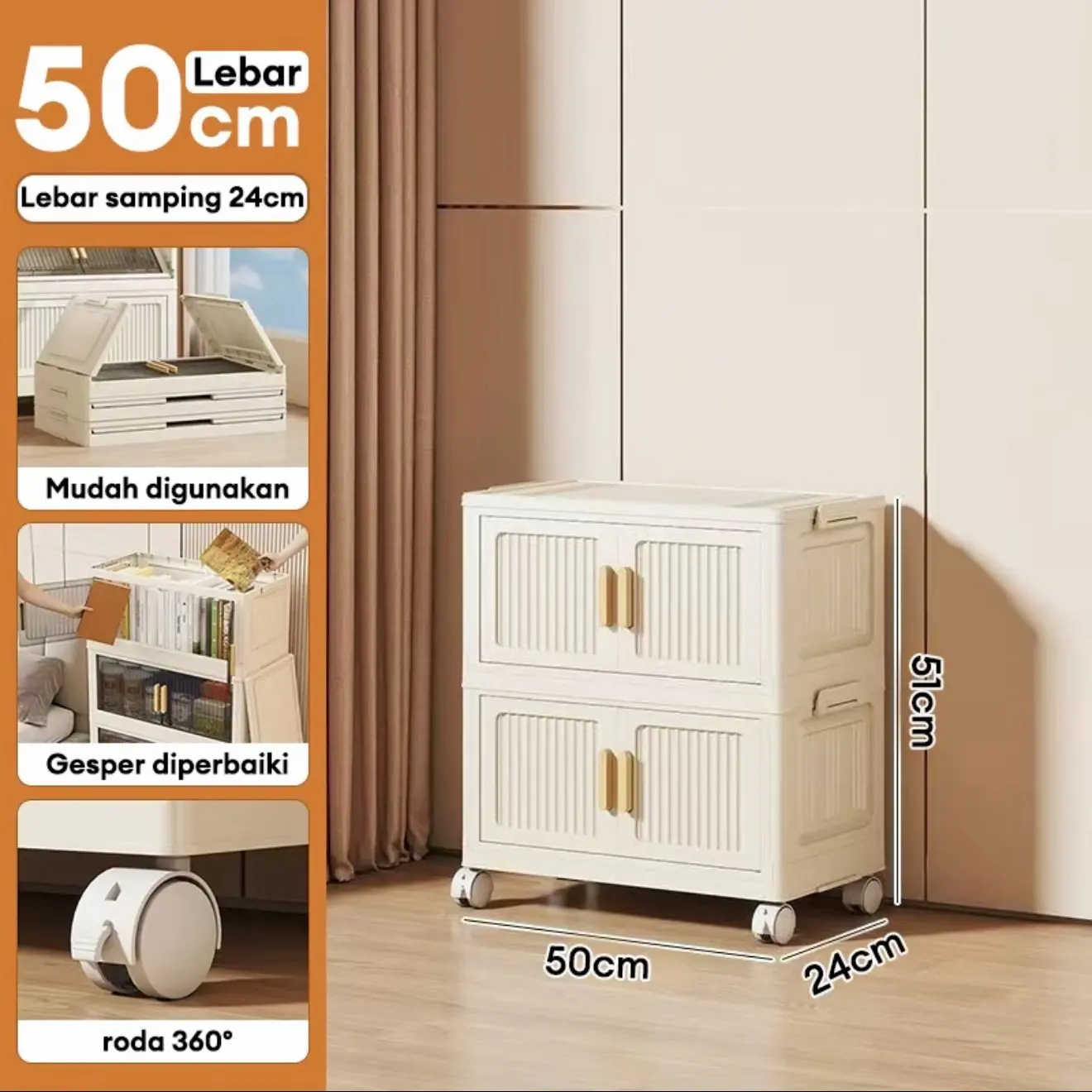 【Krem】50cm-2 Lapisan