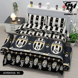 Sprei Bola Juventuss Size 180x200 160x200 120x200 Tinggi 20 1 Set 2 Sarung Bantal dan Guling Sudut Karet Bahan Katun
