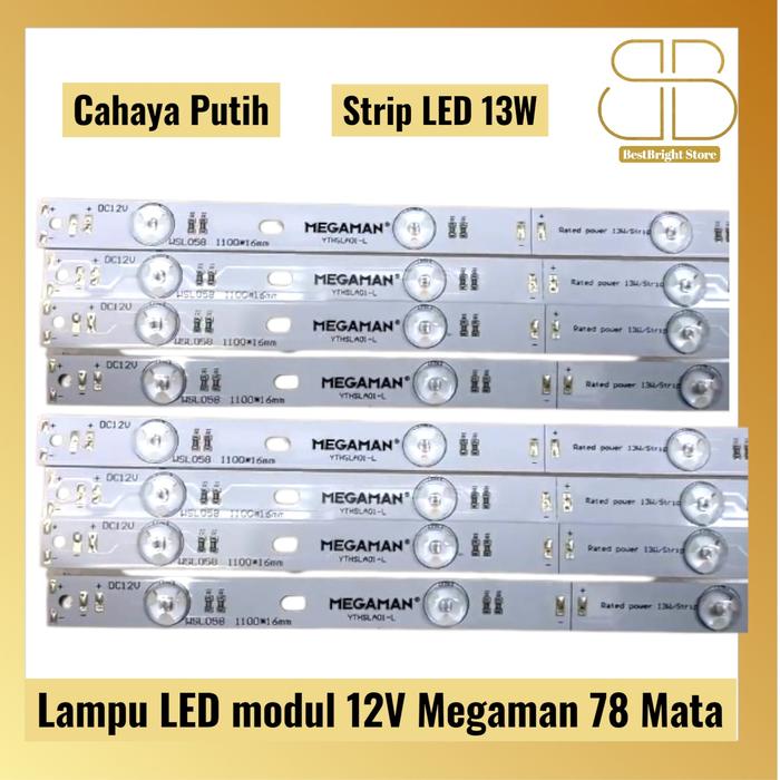Gambar Lampu Led Modul 12V Megaman 78 Mata Cahaya Putih/MEGAMAN STRIP LED 13W 12V LAMPU LED STRIP 14000K dari BestBright Store Kota Administrasi Jakarta Pusat Tokopedia