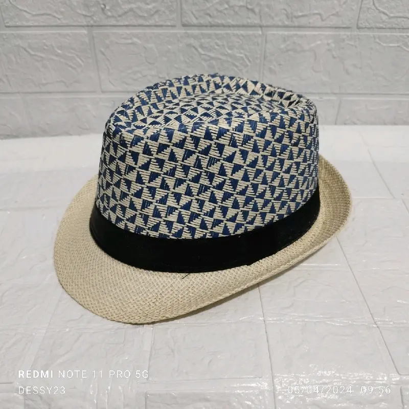 Topi fedora jazz motif corak dan bel Lis hitam cocok buat pria dan wanita import 2