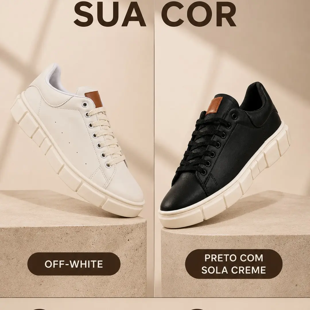Tênis Masculino Casual Confortável Sola Alta Oversize Plataforma Sola Alta Casual Premium Masculino Preto Minimalista Confortável