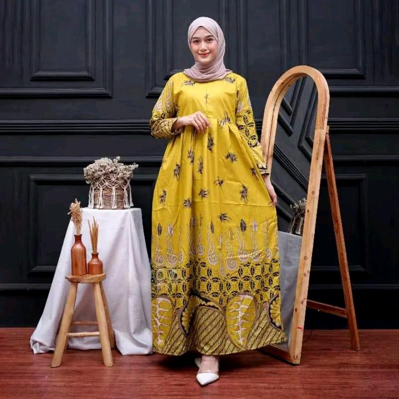 Gamis Batik Abaya Syari / Motif Batik Terbaru Muslim Wanita 6