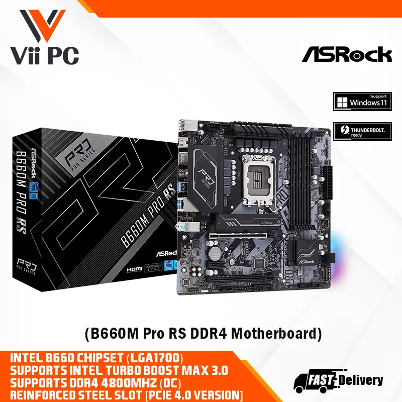 ASRock B660M PRO RS LGA 1700 Intel B660 SATA 6Gb/s DDR4 Micro ATX Motherboard