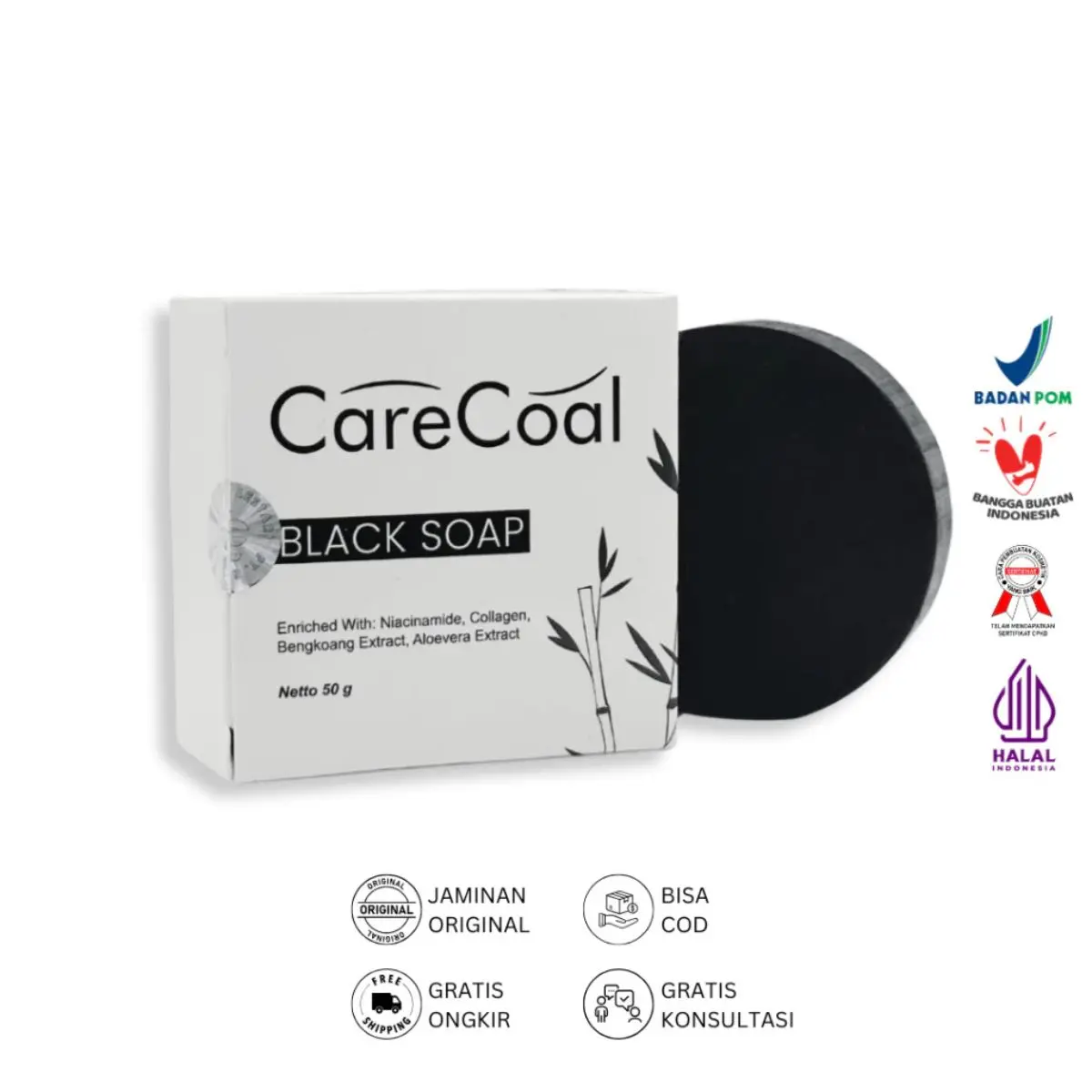 Sabun CARECOAL BLACK SOAP Sabun Mandi Untuk Mengatasi Kulit Gatal Dan Mencerahkan Kulit