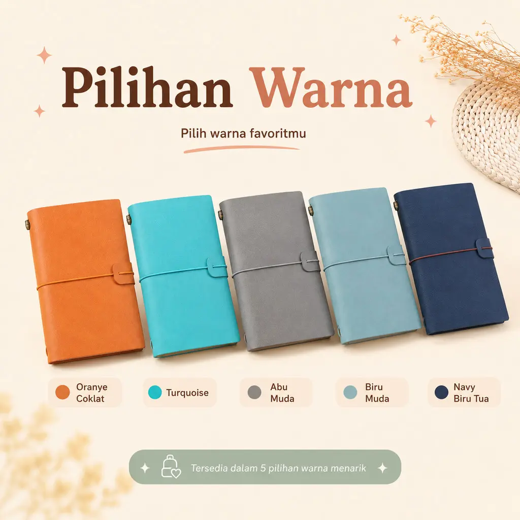 Buku Catatan A6 Retro dengan Kertas Kraft Blank dan Tas PVC untuk Journal Harian Sekolah - Putih