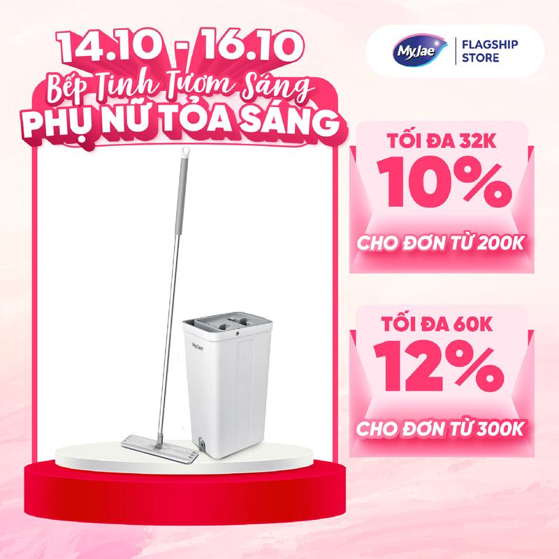 [ĐỘC QUYỀN PEWPEW][Phiên Bản Nâng Cấp] Cây Lau Nhà MyJae Đài Loan Kèm Thùng 2 Ngăn Tự Vắt Xoay 360 Độ Thông Minh Lau Sạch Nhanh Lau Sàn Làm Sạch