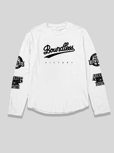 Camiseta de manga larga con estampado de letras estilosas para hombre, cómoda y casual para uso diario, esencial para tu armario para combinar con todo