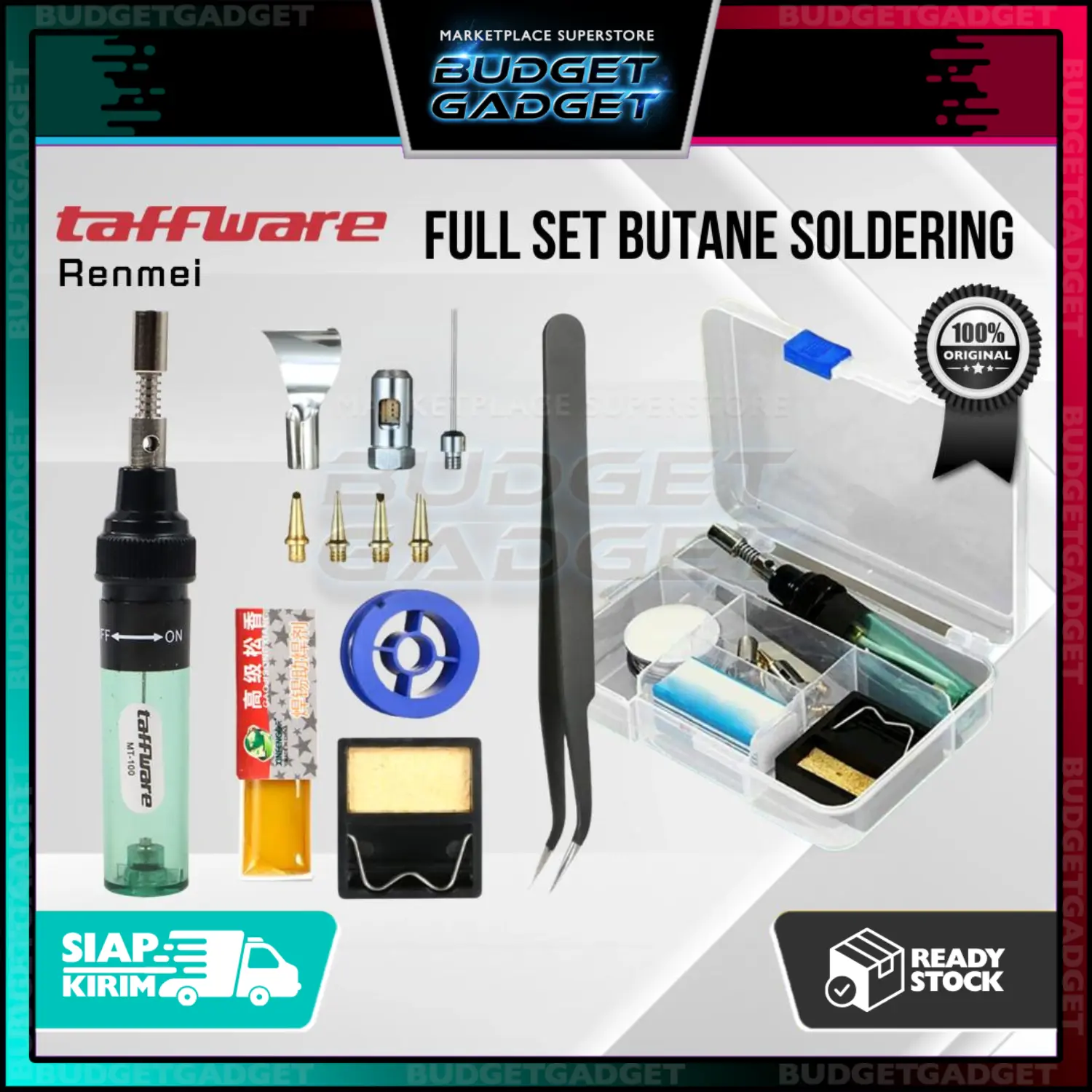 Taffware Renmei Solder Pena Torch Portable Iron Pen MT-100 Full Set 450-1300°C dengan Wadah Penyimpanan dan Aksesori Lengkap