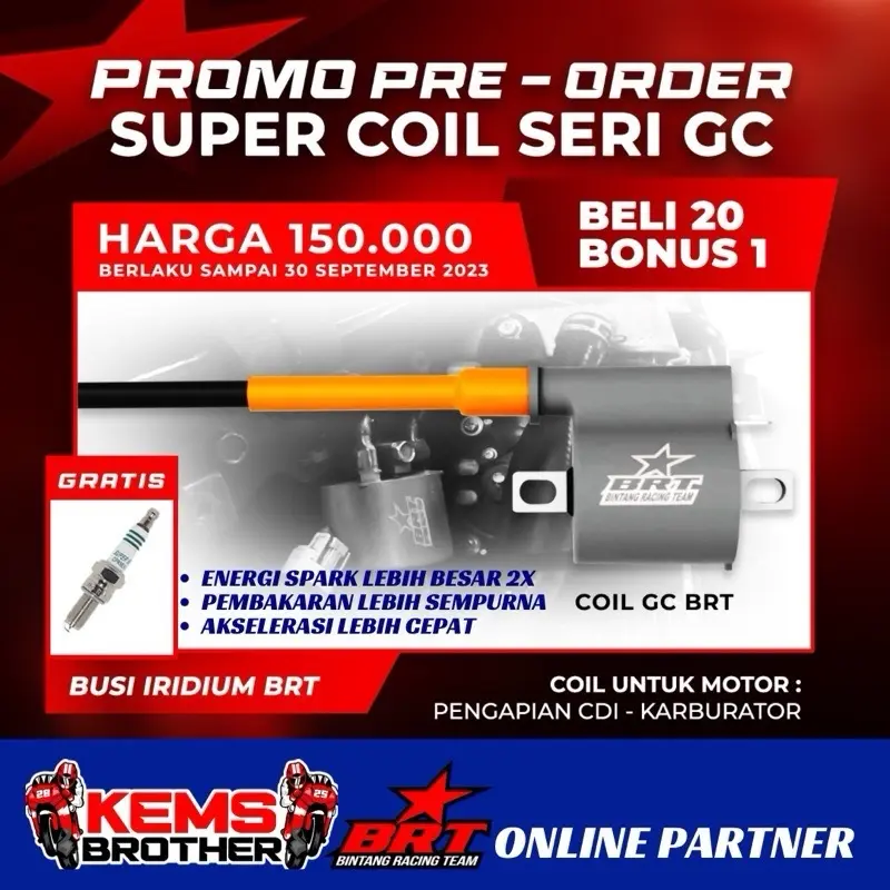 G-Super Koil & GC-Super Koil Original BRT Motor Injeksi & Karburator Universal Gratis Busi Racing Iridium/Super Roller Black Diamond 2