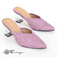 Gambar Emye - Sandal Heels Pesta Wanita Hak Kaca 7cm Brukat Denim Teracota Taro Iceblue Original Shoes - Hitam, 36 dari Emye_NEW Kab. Bogor 2 Tokopedia