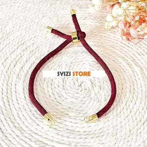 SVIZI STORE Gelang Tali Serut Polos Model Kaitan Bisa Diadjust Menyesuaikan Lingkar Tangan untuk Charm Gelang Tali Hongkong Bracelets