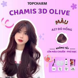 Nhuộm tóc Thời Trang Màu Đỏ Hồng A27 dung tích 200ml (Kèm oxy, bao tay, lược) Chamis 3D có thành phần siêu dưỡng từ olive 30 tone màu Không Cần Tẩy giúp tóc Mềm Mượt