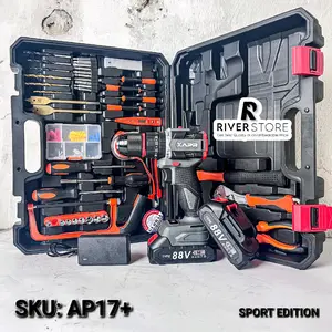 APR RAJA Bor Cordless 13MM Type AP17+ Brushless 88V Gen 4 Mesin Bor Baterai Drill Beton Besi Kayu Driver Sekrup Torsi Baja Ringan Fullset Accecoris