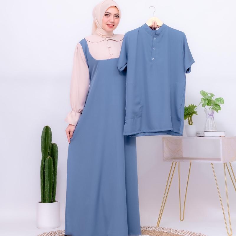 Ghania Set Couple Gamis Couple Satu Set Terbaru 2025 Material Tiffany Premium Lebaran 3