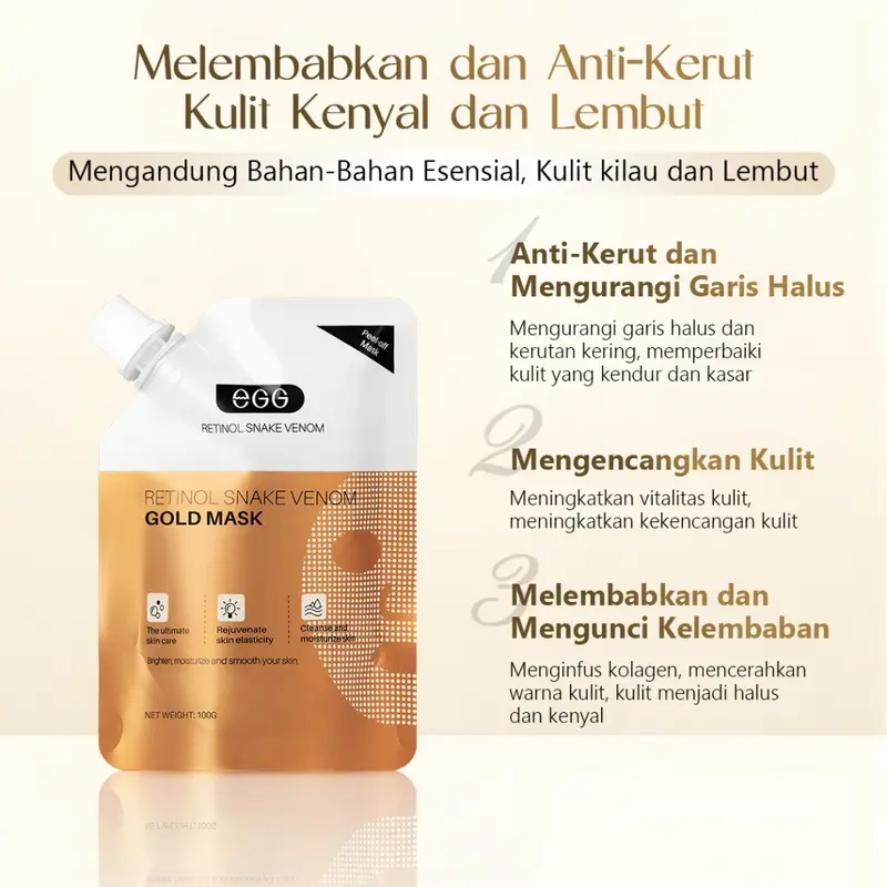 EGG- [BPOM] Masker Gold Retinol Anti Aging Mengencangkan - masker anti aging - masker retinol - Mengurangi Keriput- Mengencangkan Kulit 5