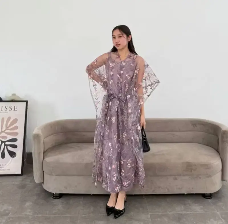 CARAVAL - Alana Vest Dress Pesta Premium / Dress Kaftan/ Dress Kondangan / Gaun Wanita / Dress Natal & Hari Raya 0