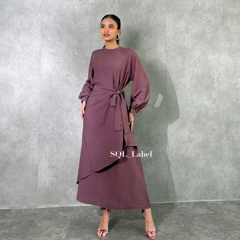 Felicia Dress Midi Dress Wanita Simple Casual atau Formal dengan Layer Pinggang Depan dan Belakang Gaun Panjang Nyaman 0
