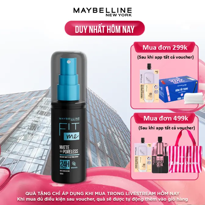 Xịt Khóa Nền 24H Kiềm Dầu, Mịn Lì Fit Me Matte+Poreless Instant Matte Setting Spray Maybelline New York 60ML