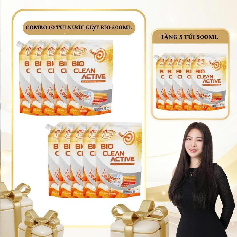 BIO15 - Combo 15 túi nước giặt xả Bioclean active 500ml