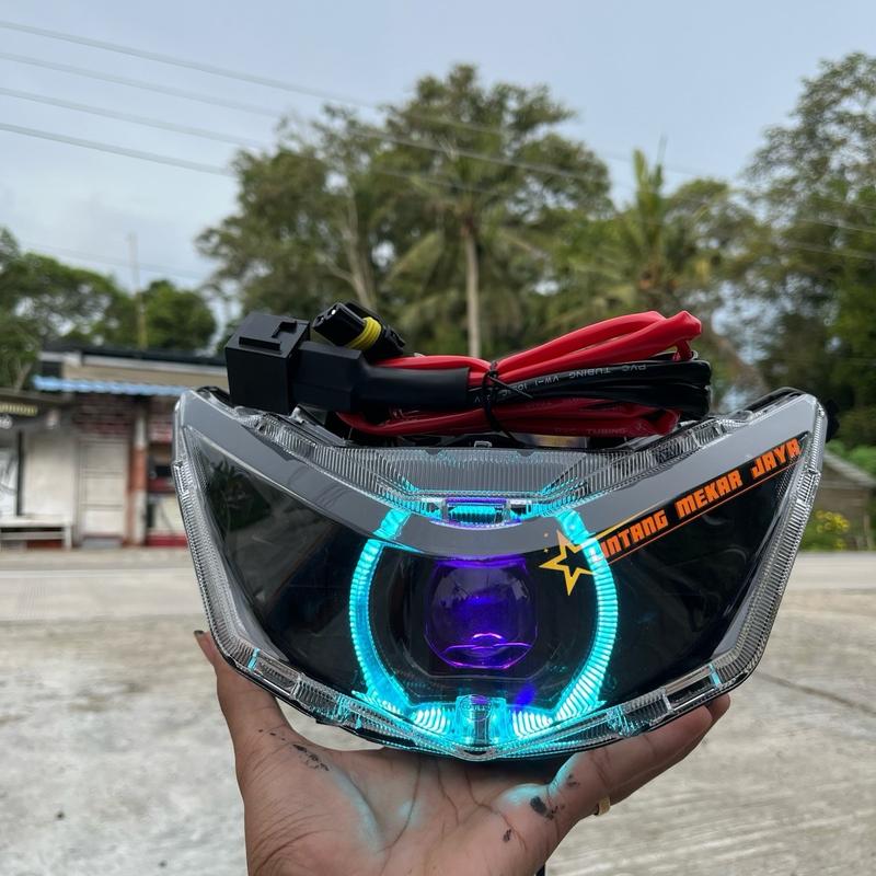 Reflektor lampu depan BEAT DELUXE BILED GEN 1 2020-2023 MATRIX X1 ukuran 4,5 inc Motorcycle Foto 8