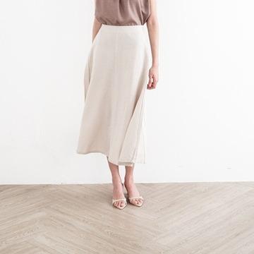 Starry Rok A-Line Panjang Linen Elegan Cutting Bagus Karet Wanita Casual Rok Flare Nyaman 4