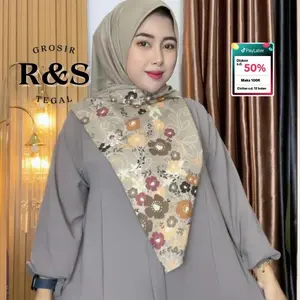 [Payday Sale-10.10] Gamis Abaya Elsira Bahan  Crinkle Airflow- ( Ada 2 Pilihan Gamis Saja/Gamis+Hijab+Bross ) Baju Muslim Wanita Promo !