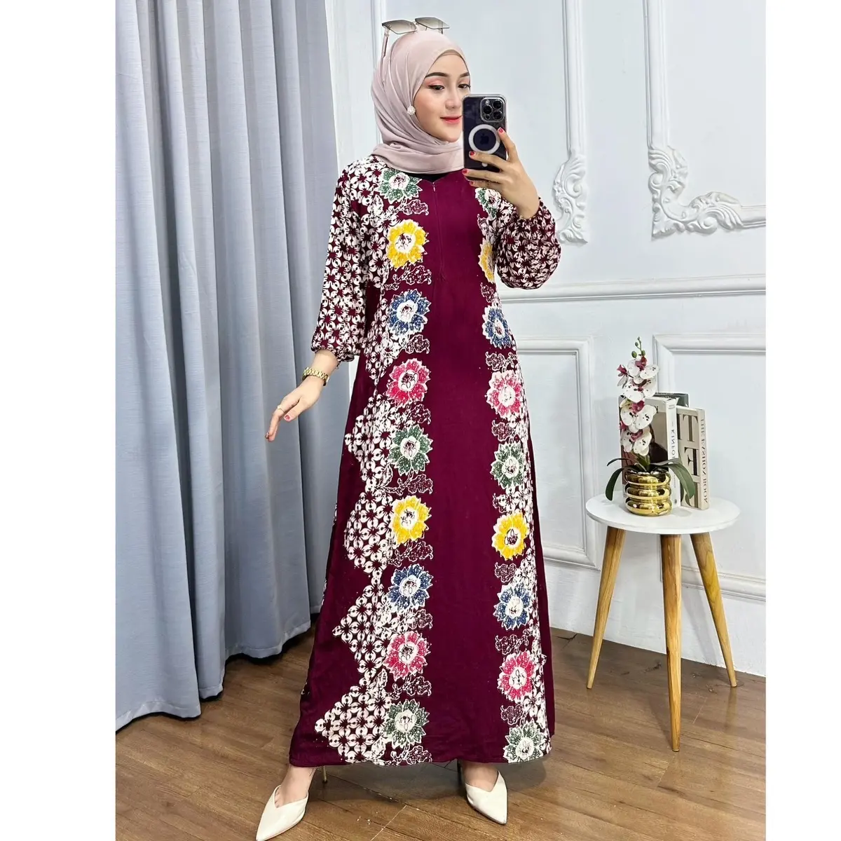 Gamis bungga mayara rayon adem busui bumil aman gamis cap asli bisa cod tidak luntur semua usia