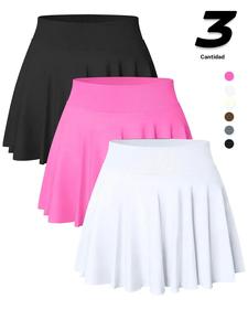 Falda pantalón deportiva de color sólido 2 en 1 de cintura alta para mujer, cómoda y transpirable para tenis y golf, ropa deportiva para damas para todas las estaciones