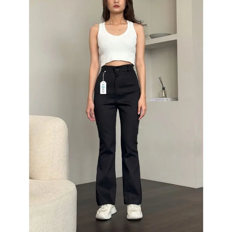 Flare Pants - Celana Kulot Cutbray  Wanita Chinos Stretch Melar - Celana Kantor Formal Casuall 4