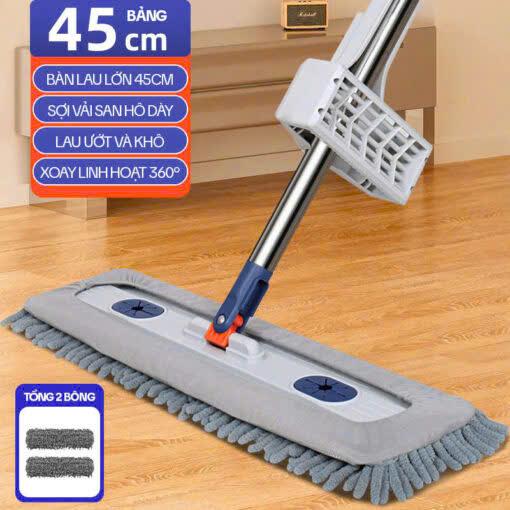 M2 ( 1 Chổi + 2 Bông ) Chổi Lau Nhà San Hô Tự Vắt Tiện Lợi, Xoay 360 Độ, 45x12cm ( Không Kèm Chậu )