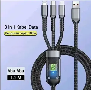 new - charger 12w kabel tiga dalamsatu 1w super charging 6a micro usb