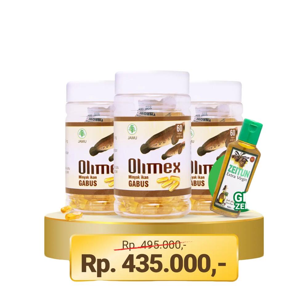 Promo Kapsul Olimex MinyaK Ikan Gabus Sari Kutuk 60 Kapsul 3 botol