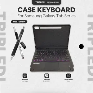 TRIPLEDI Case Keyboard Touchpad LED Backlit Bluetooth Free Stylus For Samsung Galaxy Tab A9 A11 S7 S8 S9 S10 S11 Ultra Lite FE Plus TD0303 Cover Flip Folio Detachable Casing Magic Magnetic PU Leather Shockproof