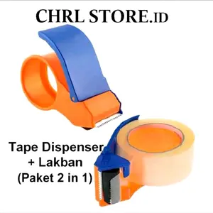 CHRL STORE.ID | 2 in 1 tape dispenser &  lakban Bening / Coklat | 45mm X 90 yard