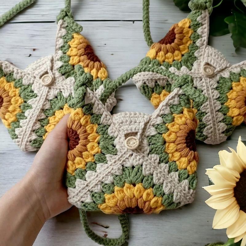 Tas slempang bahu wanita rajut grany sunrise Selempang 1