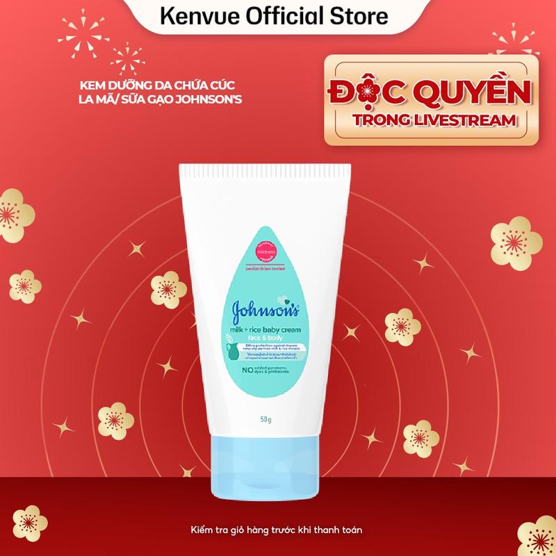 Kem dưỡng da chứa Sữa và gạo Johnson's Baby 50g - Cho Bé