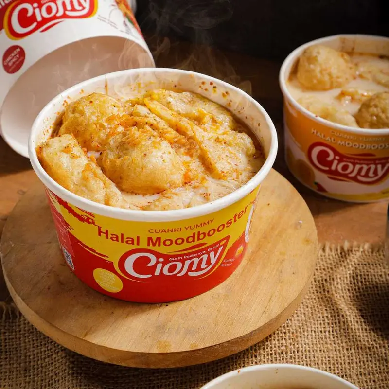 CIOMY Instan Non MSG Chicken Cheese Cuanki Cup Spicy Reguler Lite Tahu Lidah Kering Besar kecil viral rasa Kari suir ayam 1