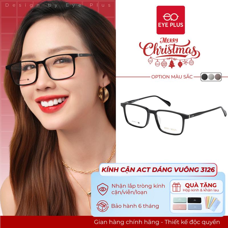   RM  Kính Cận Dáng Vuông Nam Nữ Eye Plus 3126 Gọng Kính Nhựa Acetate Lõi Thép Cao Cấp Kính Mắt Kiểu Dáng Thời Trang Unisex Hiện Đại 