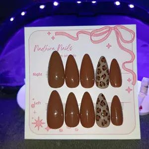 press on nails Leopard Super simple daily nailart |handmade